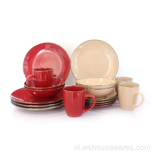 Aangepaste kleuren glazuur servies sets